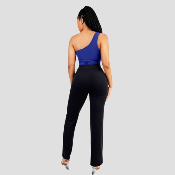 Off the Shoulder Tummy-Control Bodysuit, Blue - Picture 5 of 7